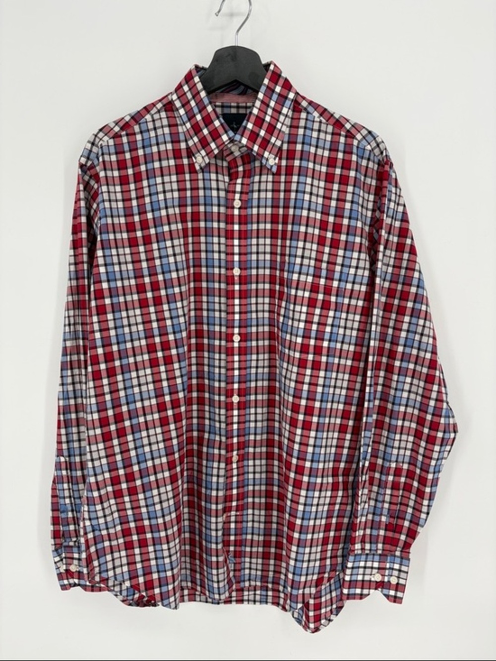 🥝 Tailorbyrd cotton Red blue Plaid Button-Down Shirt